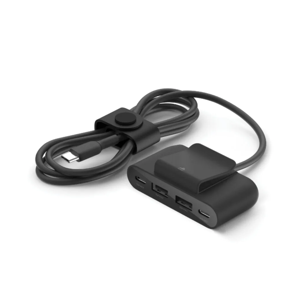 BELKIN BoostCharge 4-Port Charger 30W with Clip - 2x USB-C and 2x USB-A Ports - 2M Cable - Black