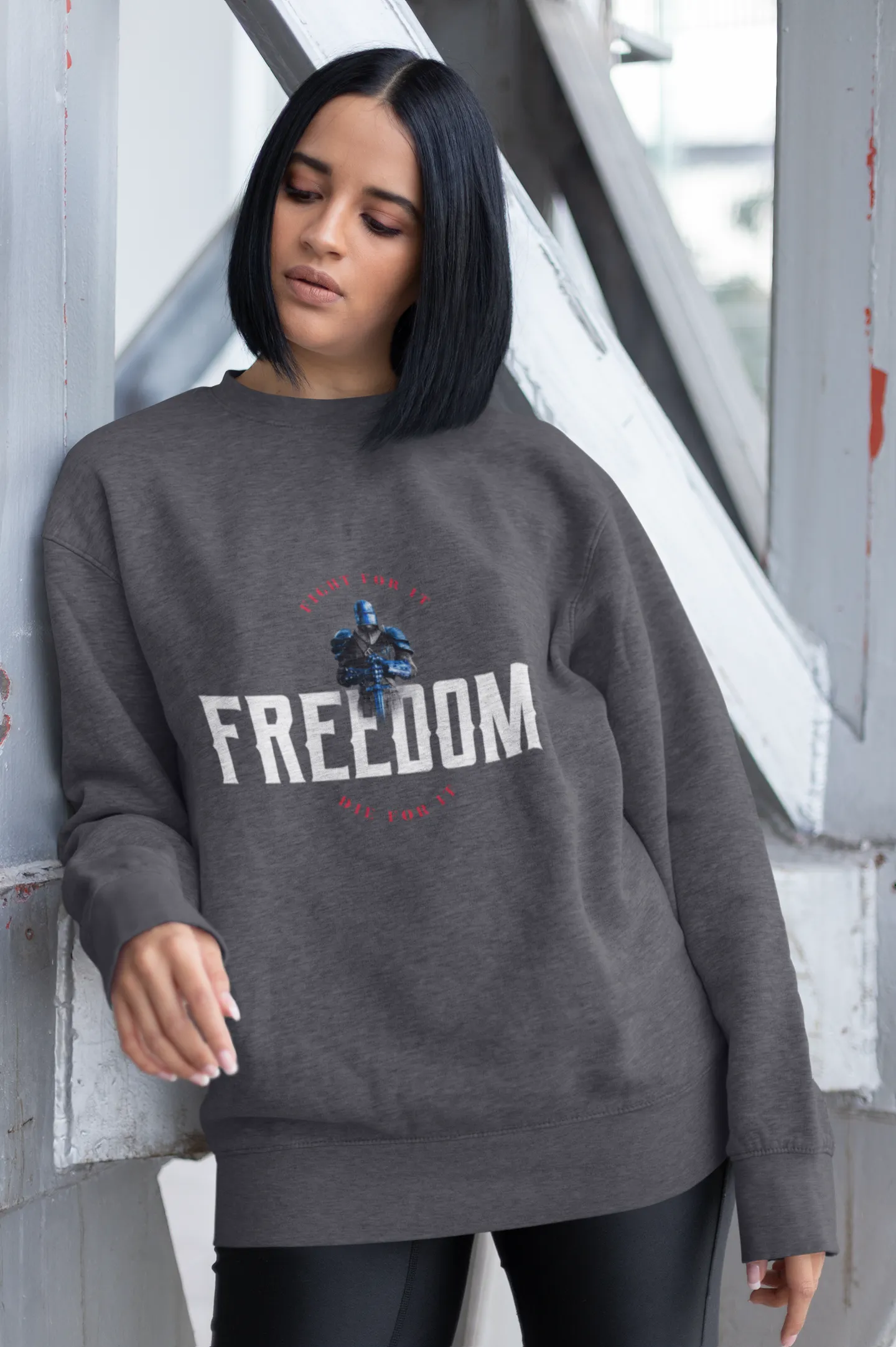 Freedom: Fight for It. Die for It. Athletic Patriotic Pullover Sweatshirt