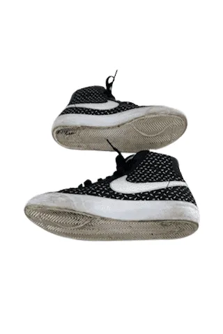 Nike unisex kids Mid '77 black/white polka swoosh sneakers size 4Y