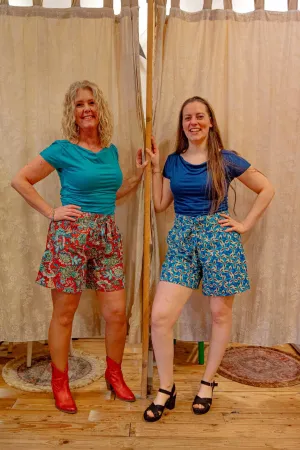 Retro style pants- shorts red- cotton