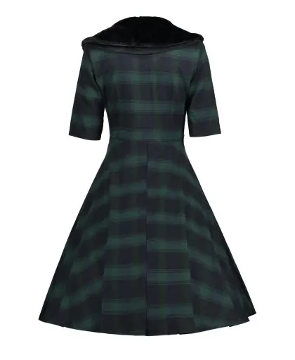 Womens Vintage Style Dress • Black and Green Plaid