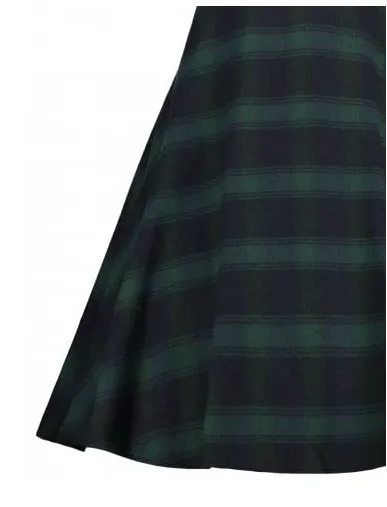 Womens Vintage Style Dress • Black and Green Plaid