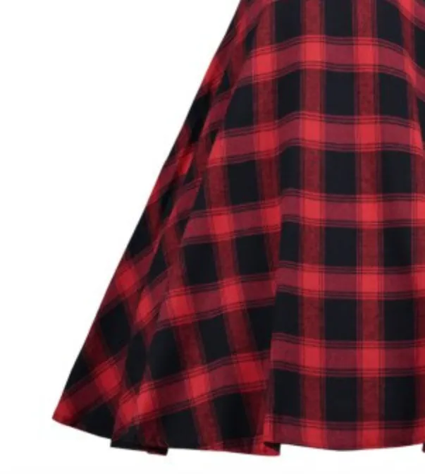 Womens Vintage Style Dress • Black and Red Plaid