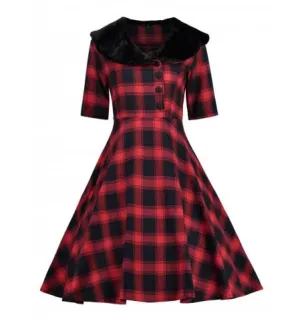 Womens Vintage Style Dress • Black and Red Plaid