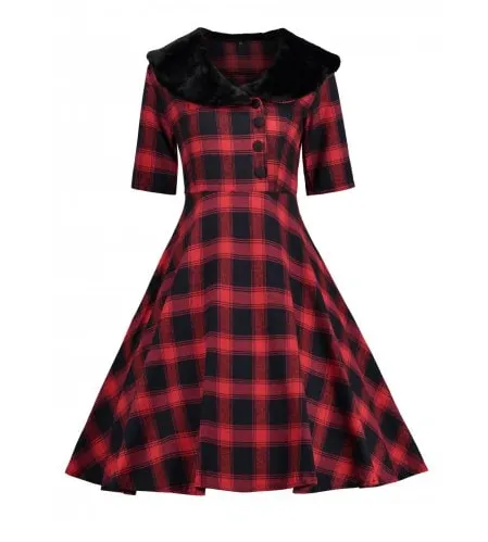 Womens Vintage Style Dress • Black and Red Plaid