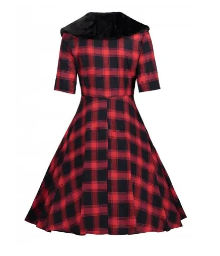 Womens Vintage Style Dress • Black and Red Plaid